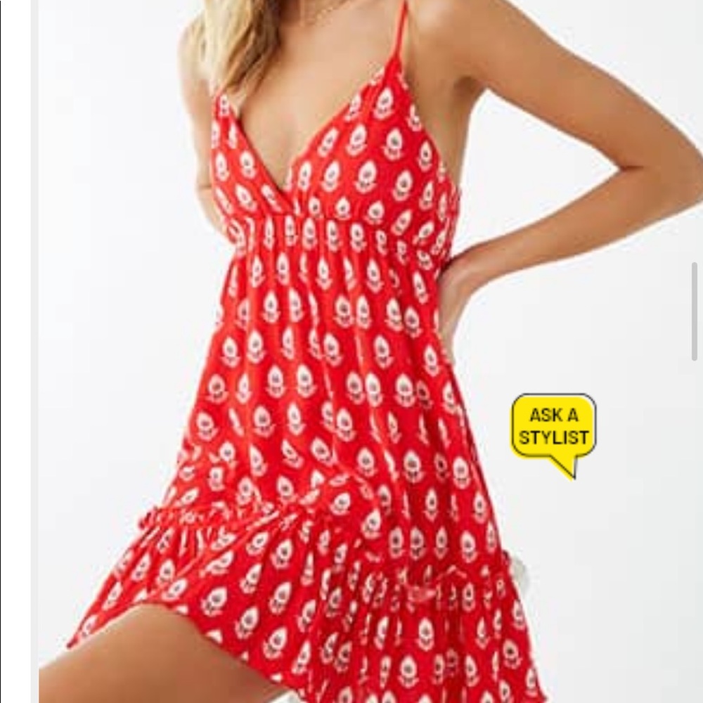 Abstract Print Ruffled Cami Dress